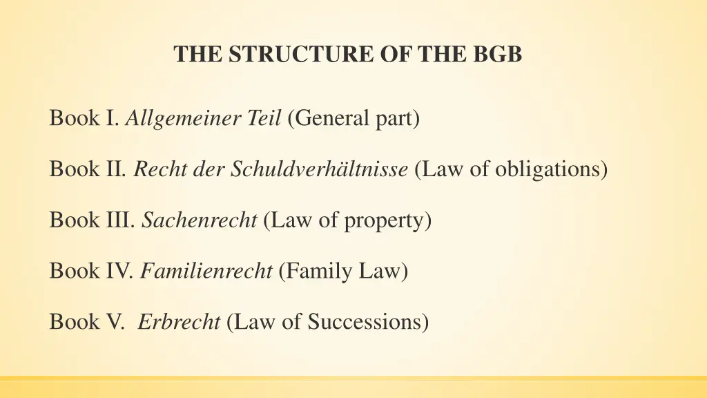 the structure of the bgb