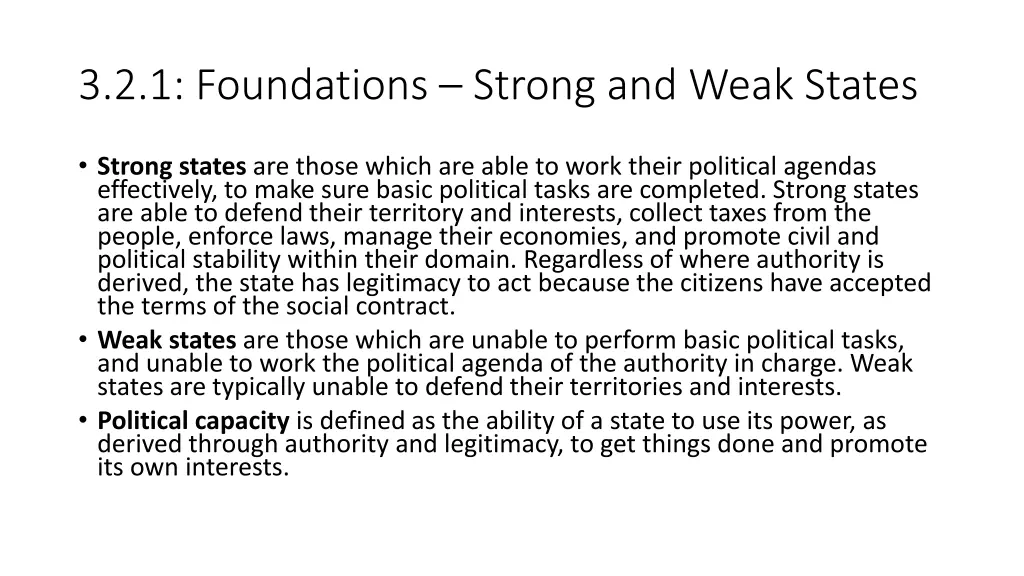 3 2 1 foundations strong and weak states