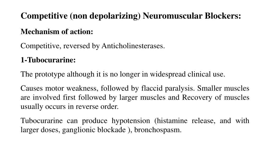 competitive non depolarizing neuromuscular