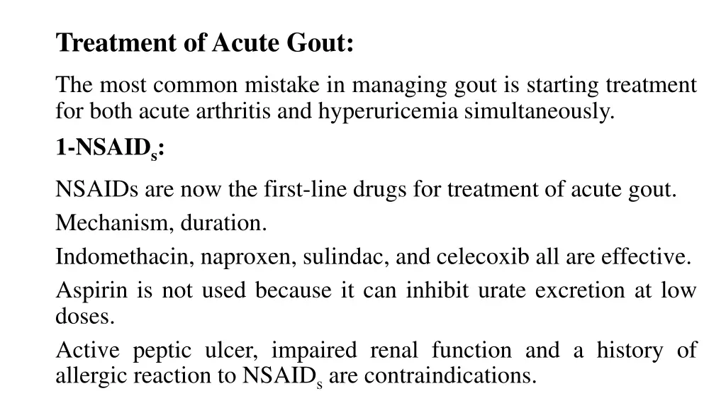 treatment of acute gout