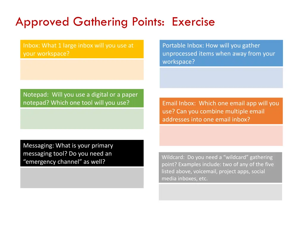 approved gathering points exercise