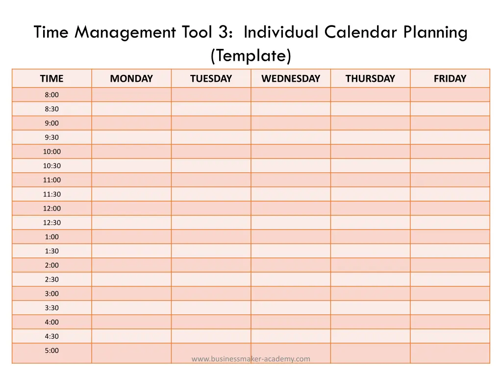 time management tool 3 individual calendar 1