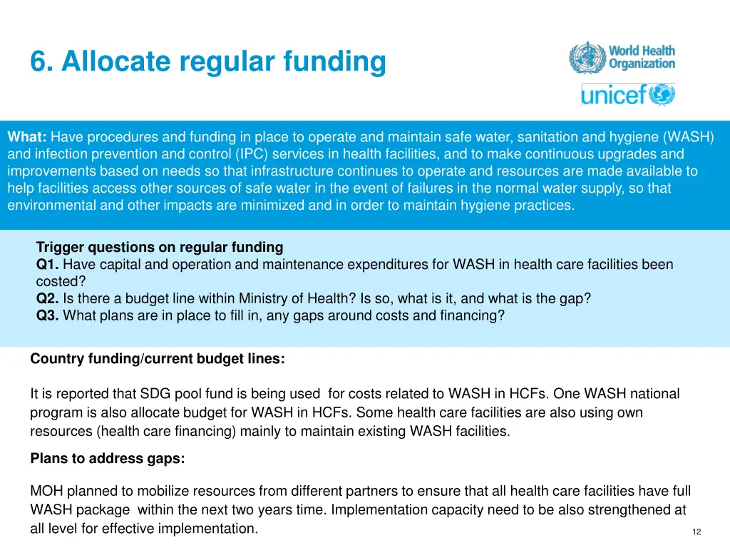 6 allocate regular funding