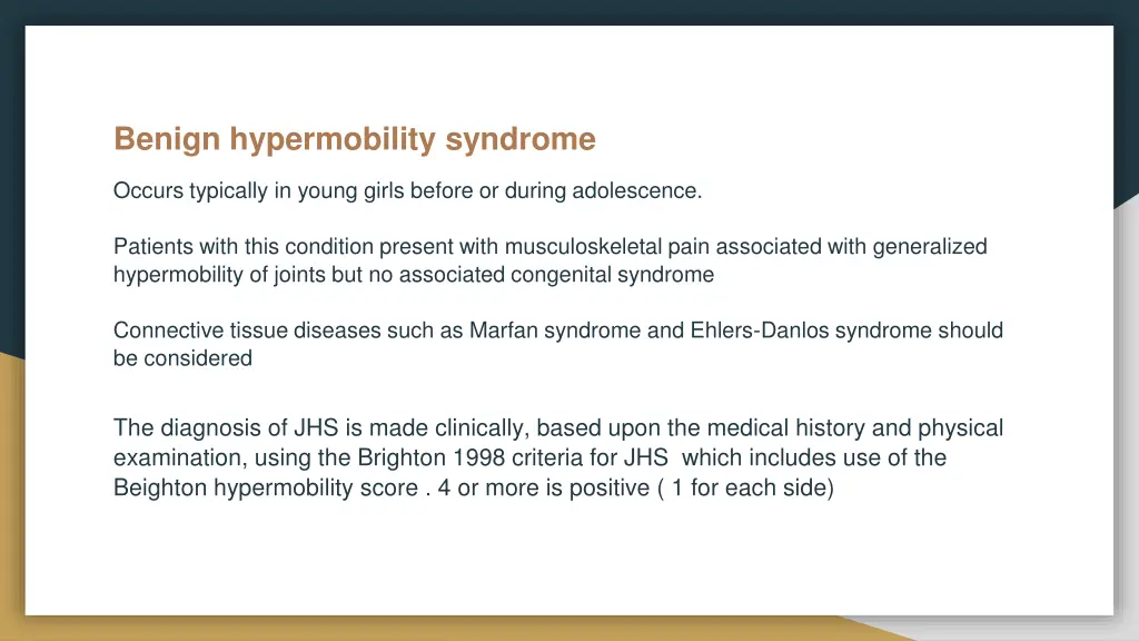 benign hypermobility syndrome