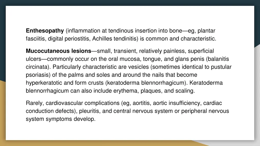 enthesopathy inflammation at tendinous insertion