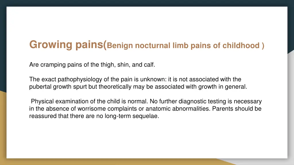 growing pains benign nocturnal limb pains
