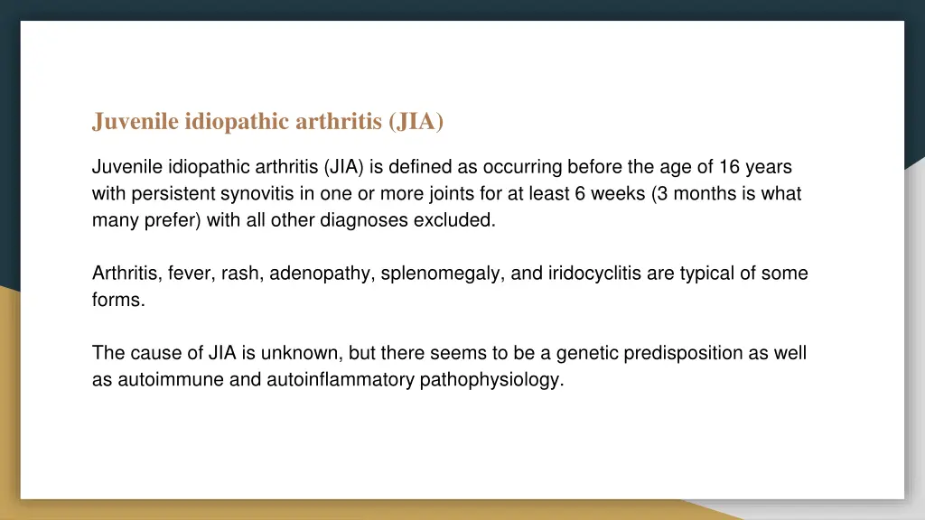 juvenile idiopathic arthritis jia