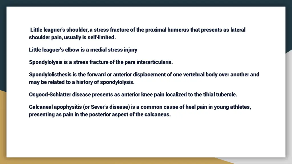 little leaguer s shoulder a stress fracture