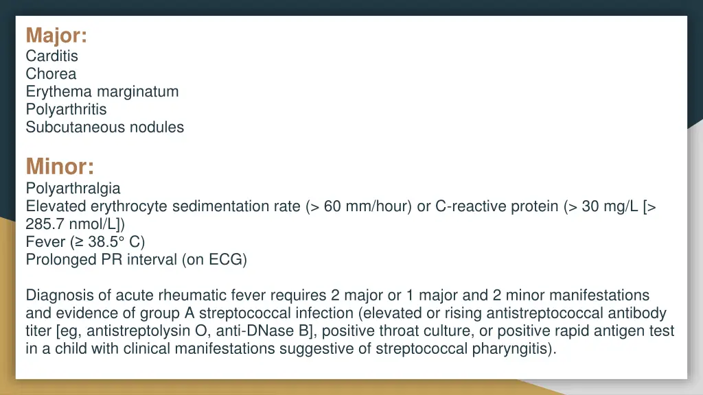 major carditis chorea erythema marginatum