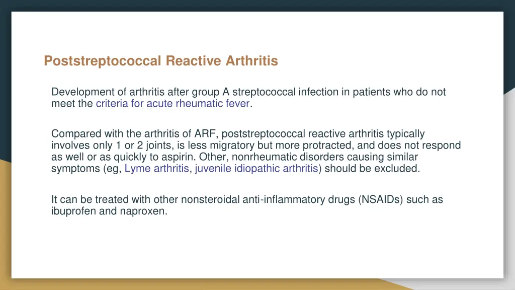poststreptococcal reactive arthritis