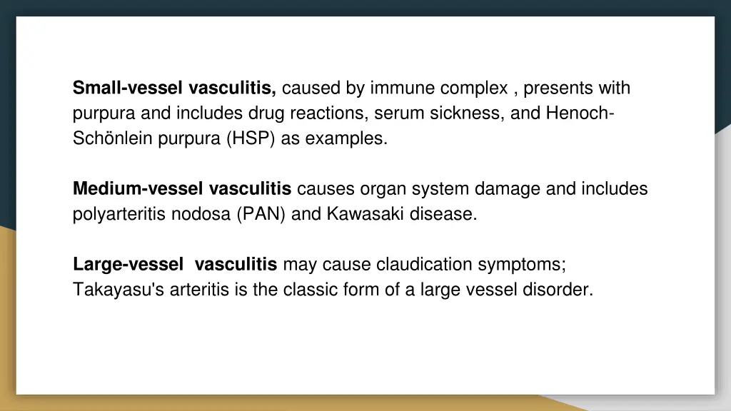 small vessel vasculitis caused by immune complex