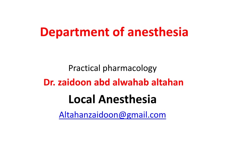 department of anesthesia