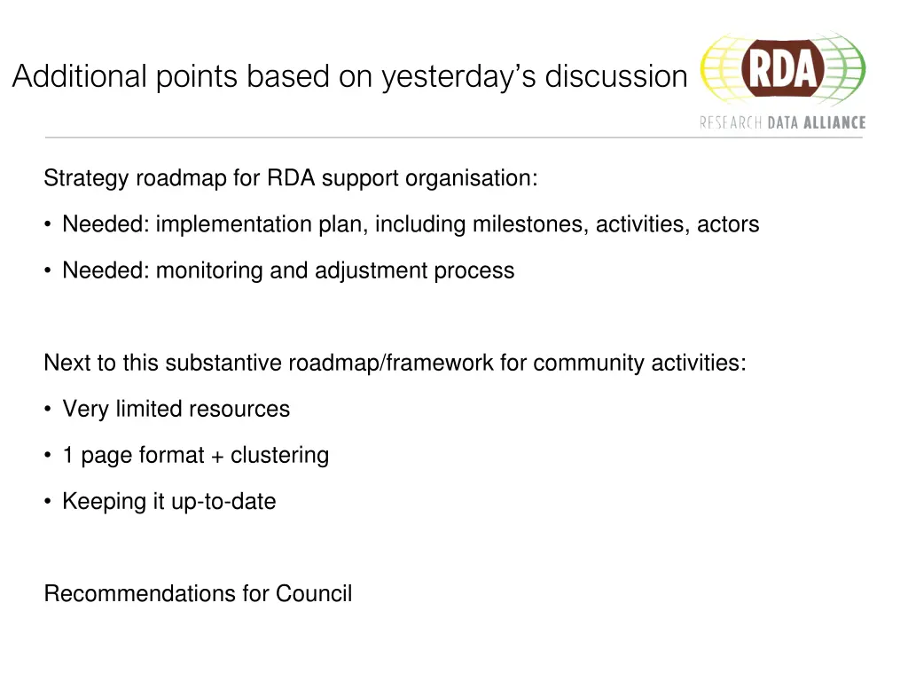 additional points based on yesterday s discussion