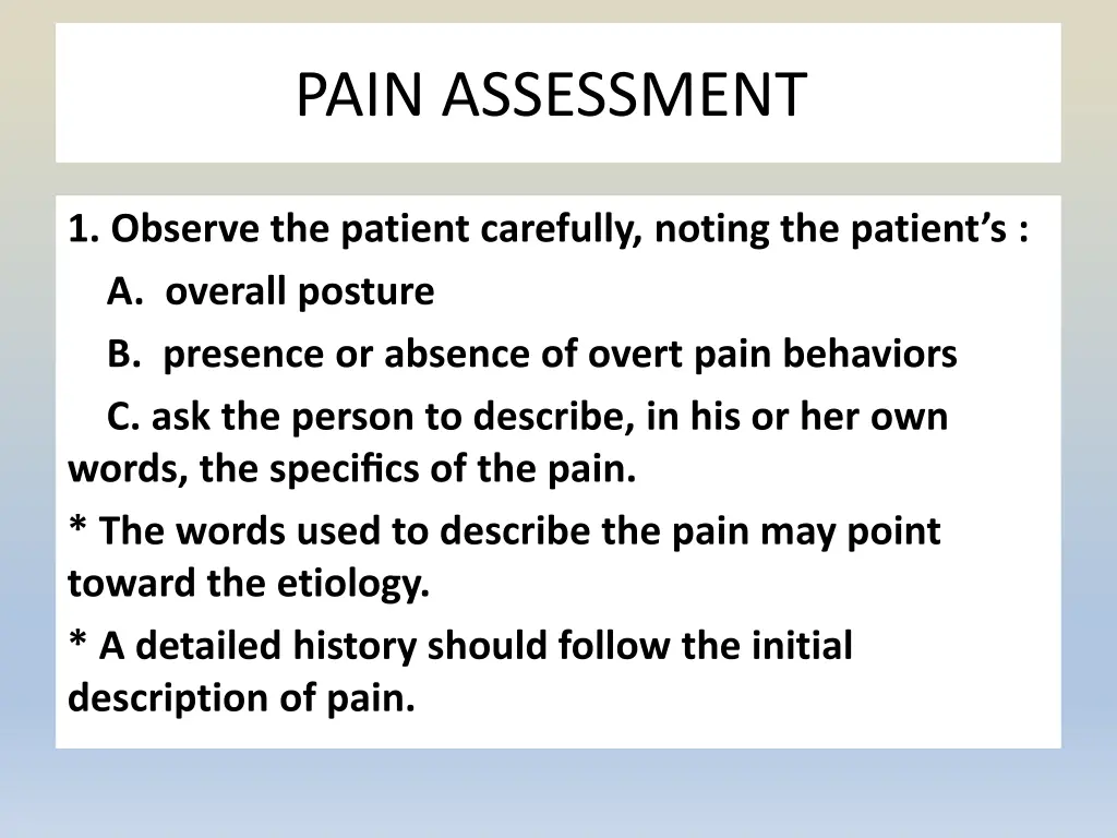 pain assessment