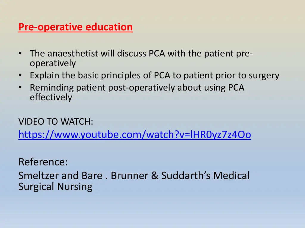 pre operative education