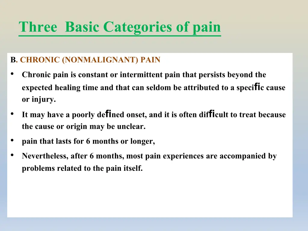 three basic categories of pain 1