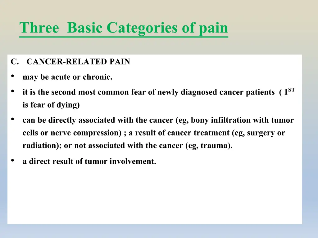 three basic categories of pain 2