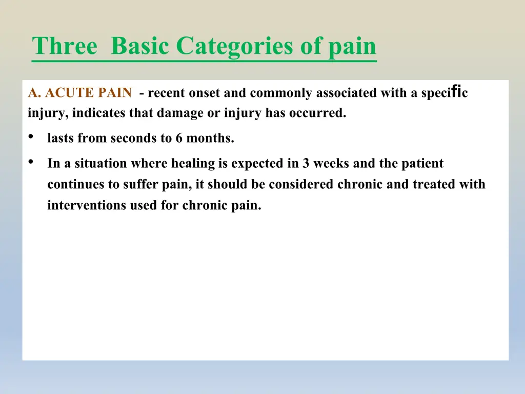 three basic categories of pain