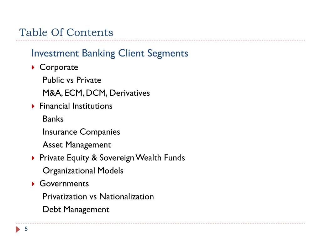 table of contents 1