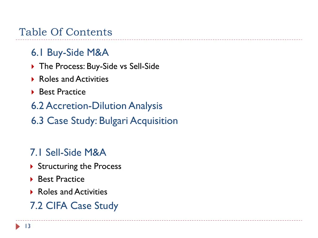 table of contents 5