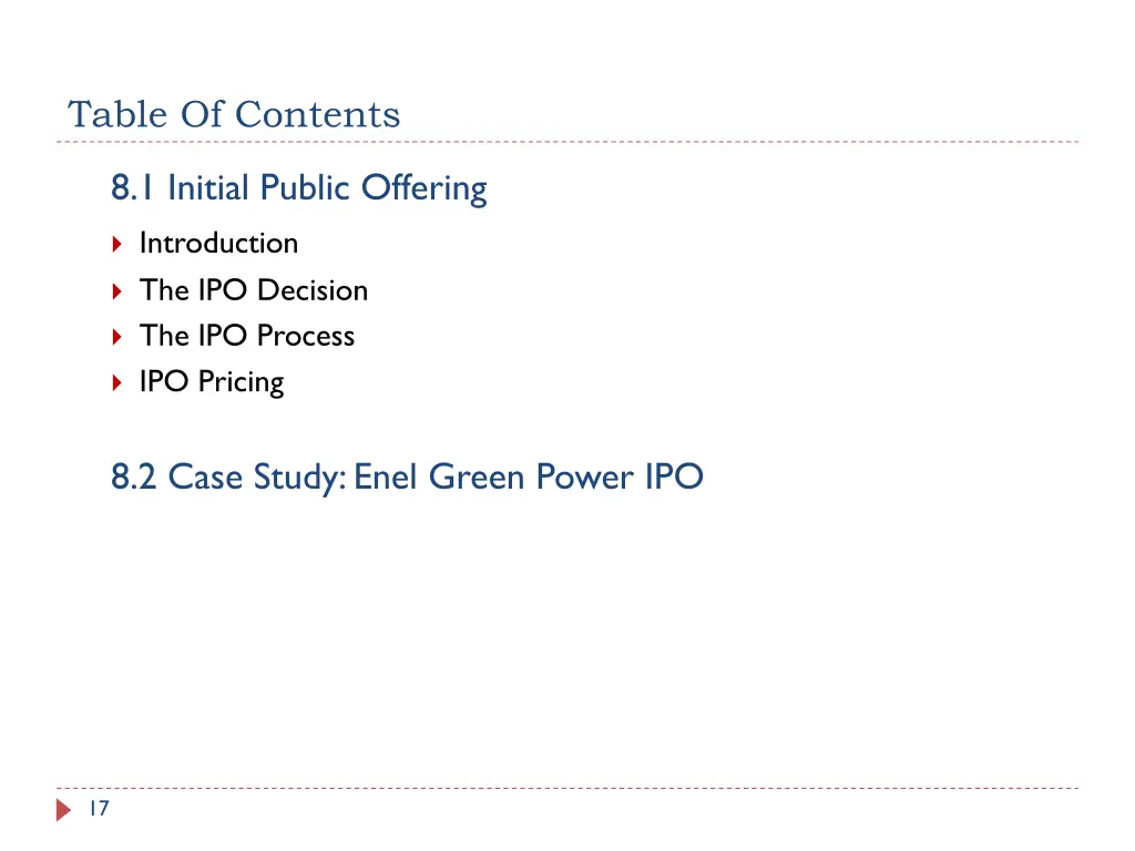 table of contents 7