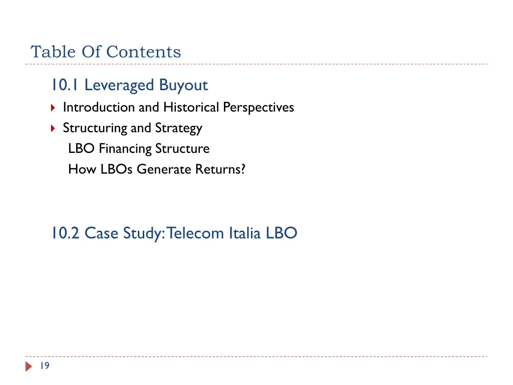table of contents 8