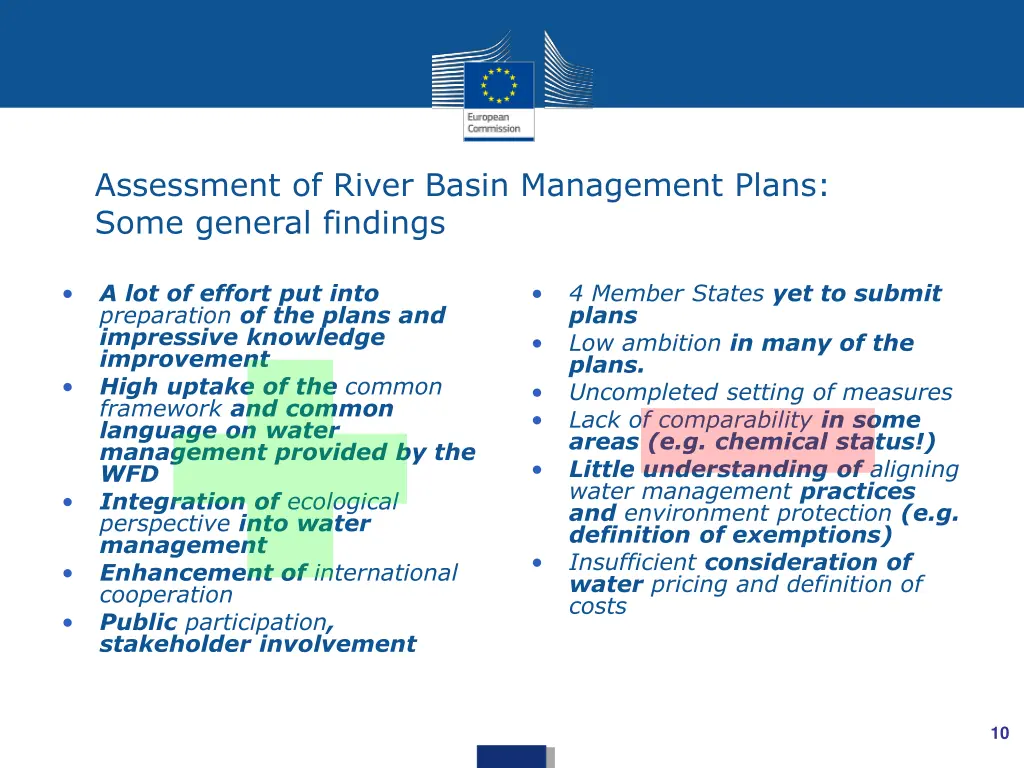 assessment of river basin management plans some