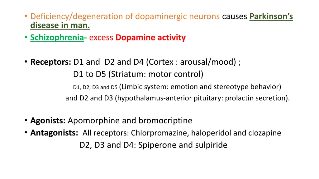 deficiency degeneration of dopaminergic neurons