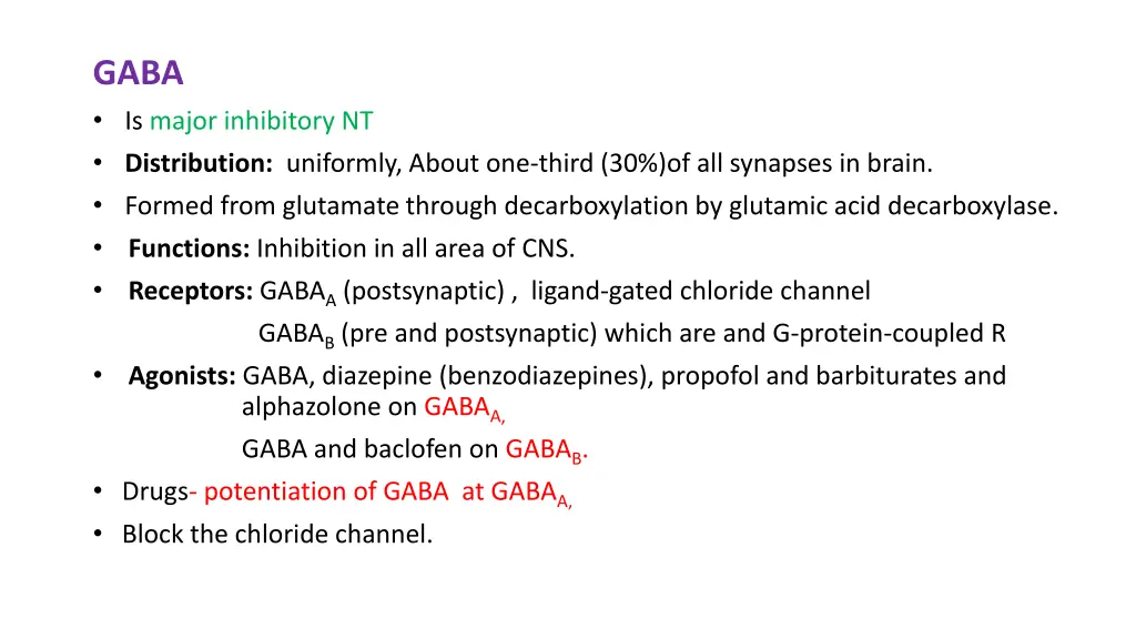 gaba is major inhibitory nt distribution