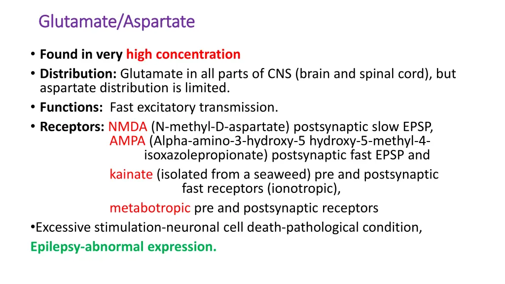 glutamate aspartate glutamate aspartate