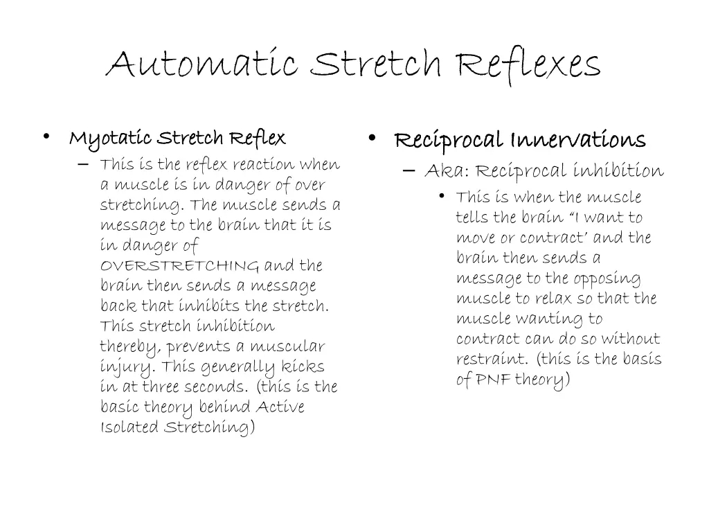 automatic stretch reflexes