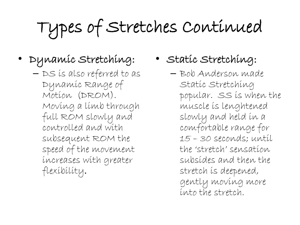 types of stretches continued types of stretches 1