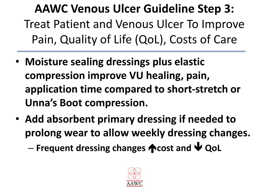 aawc venous ulcer guideline step 3 treat patient 1