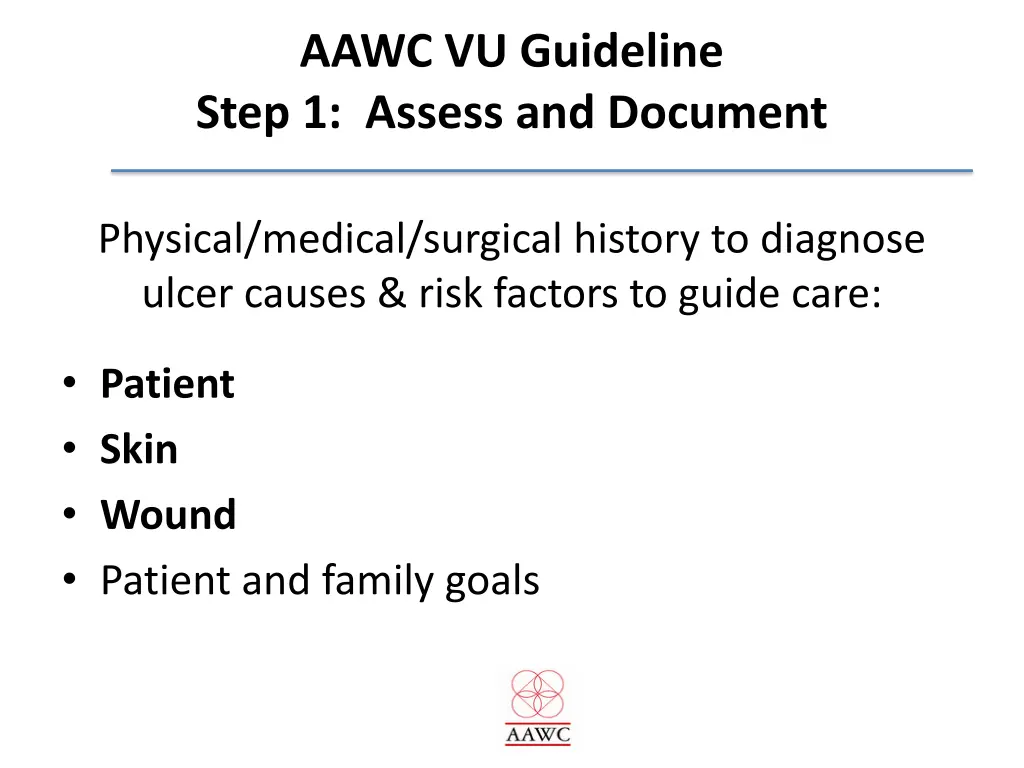 aawc vu guideline step 1 assess and document