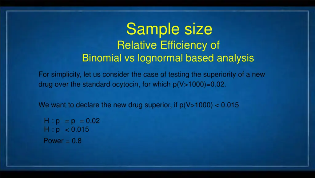 sample size relative efficiency of binomial