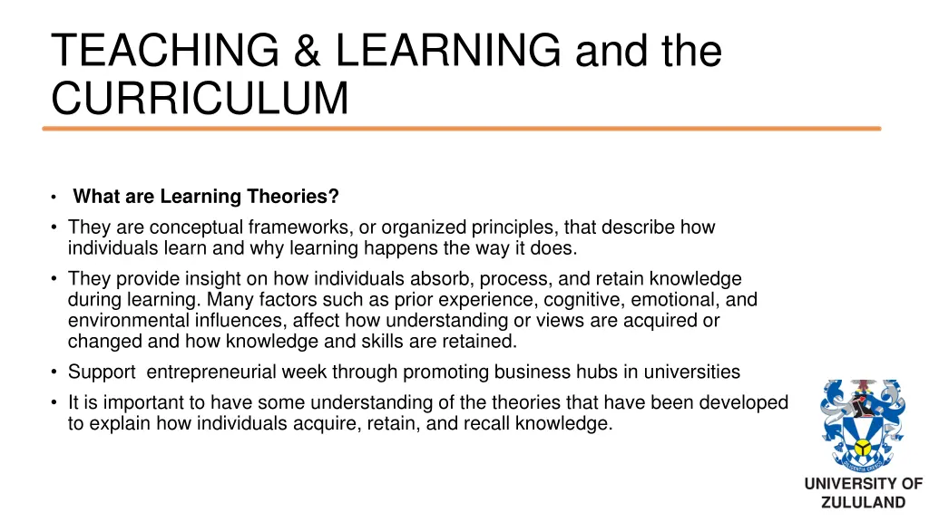 teaching learning and the curriculum