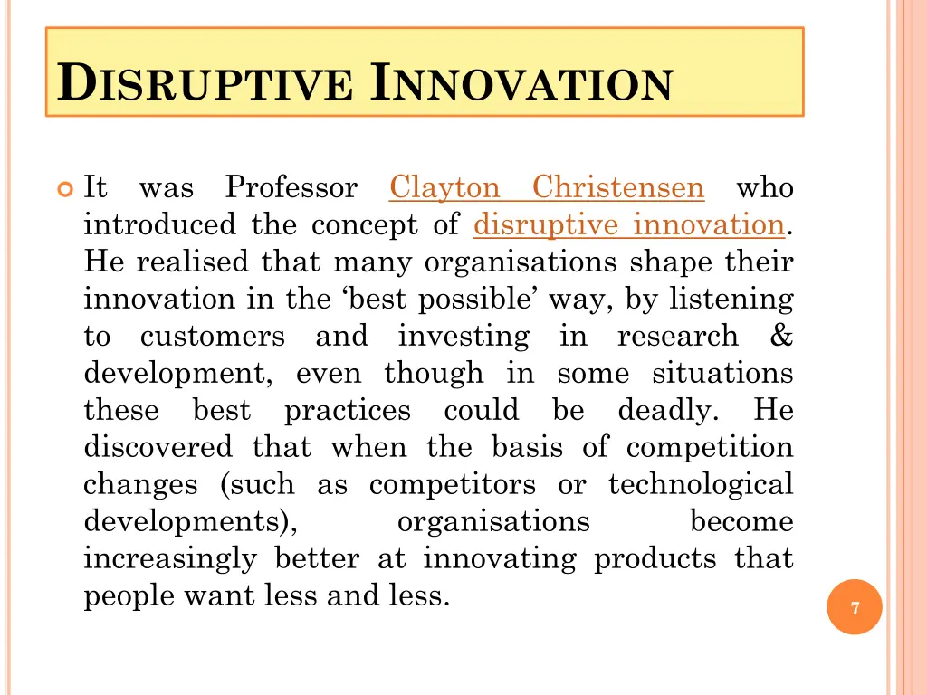 d isruptive i nnovation