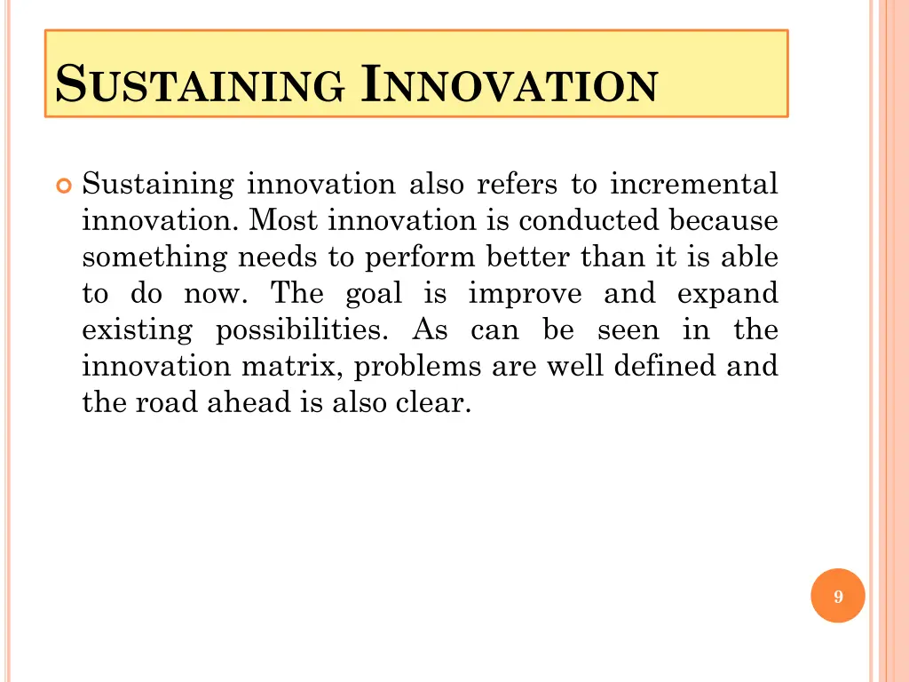 s ustaining i nnovation