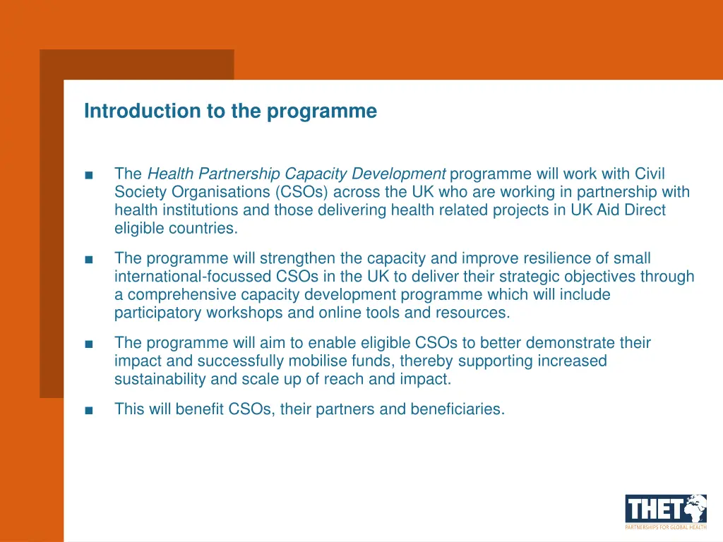 introduction to the programme