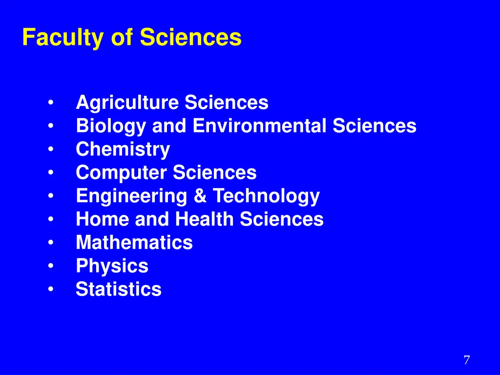 faculty of sciences