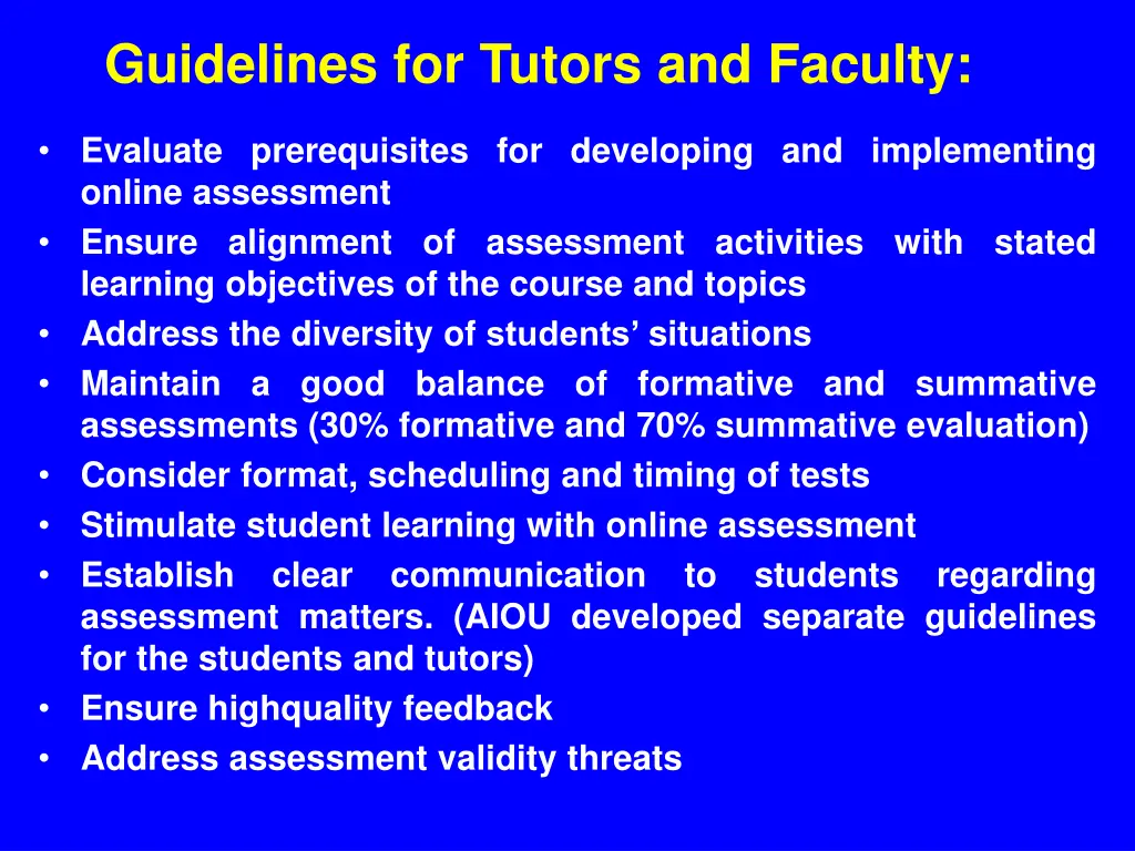 guidelines for tutors and faculty