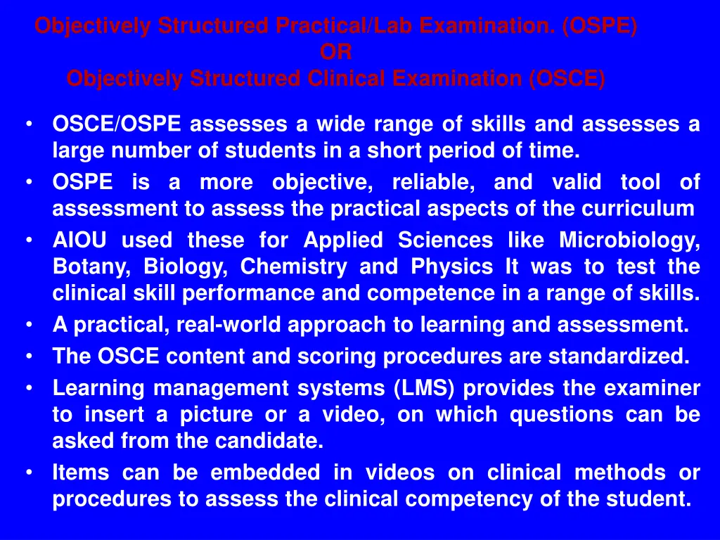objectively structured practical lab examination