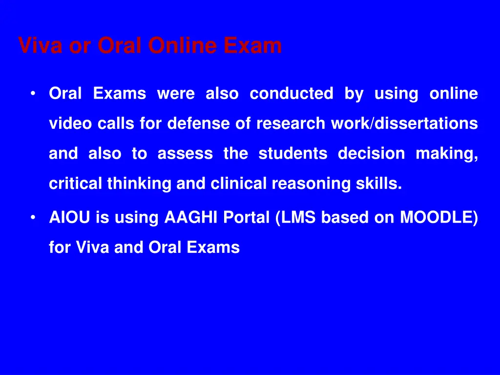 viva or oral online exam