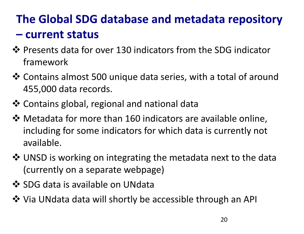 the global sdg database and metadata repository