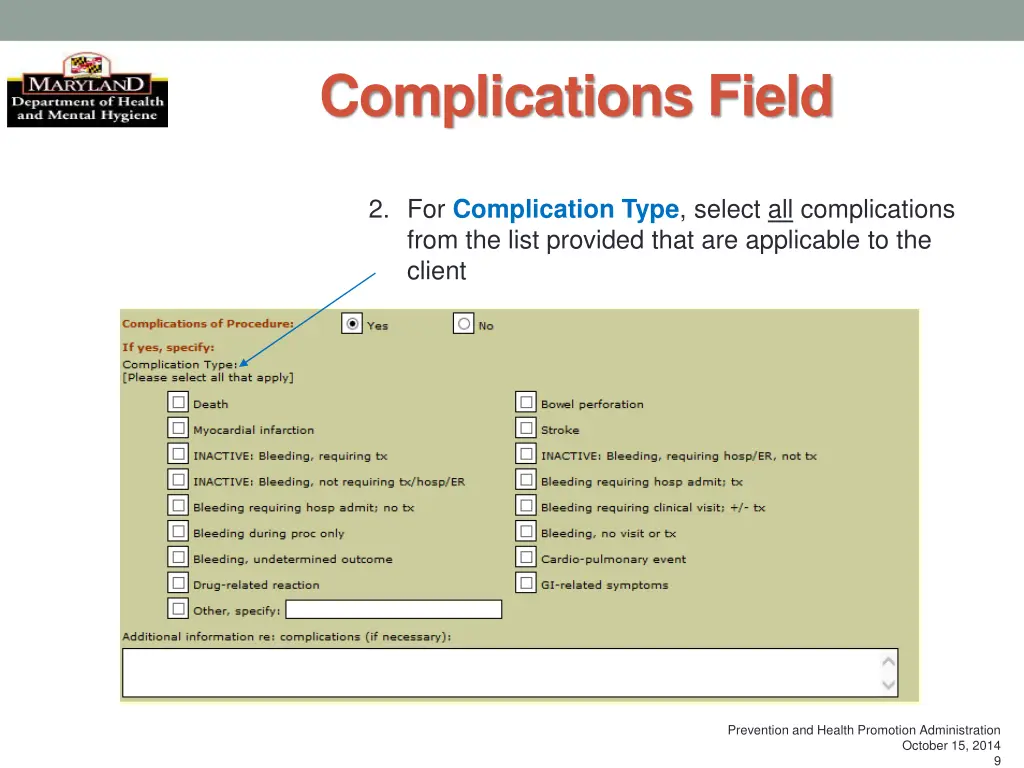 complications field 1