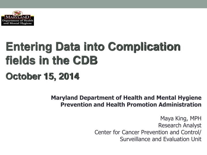 entering data into complication fields