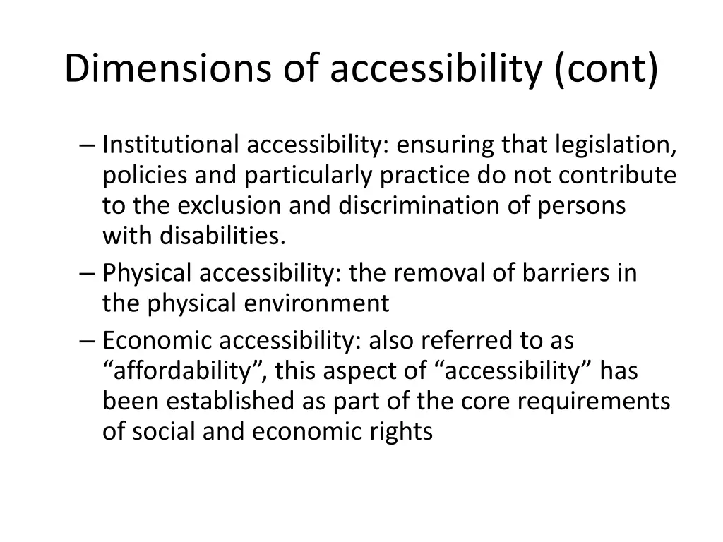 dimensions of accessibility cont