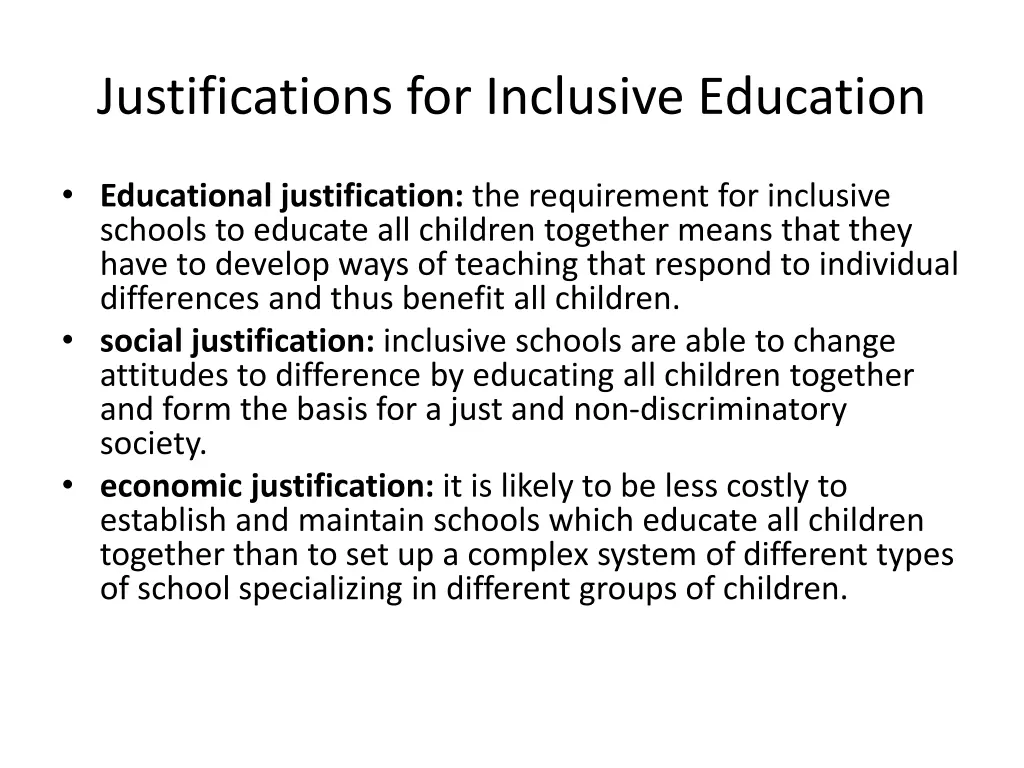 justifications for inclusive education
