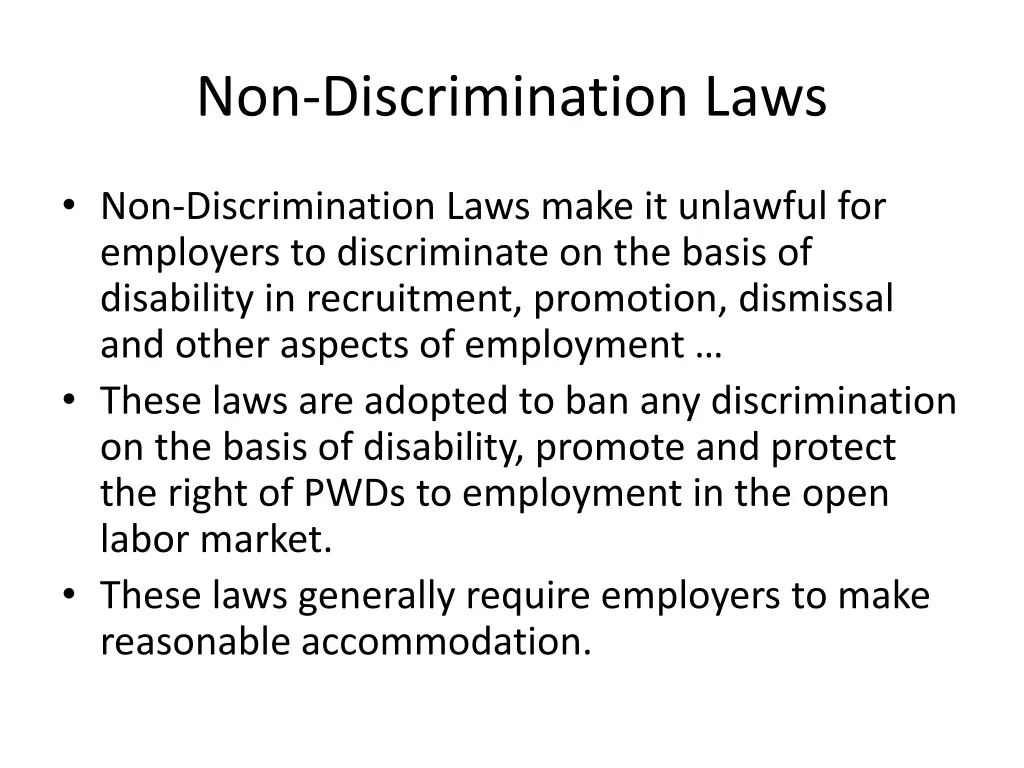 non discrimination laws