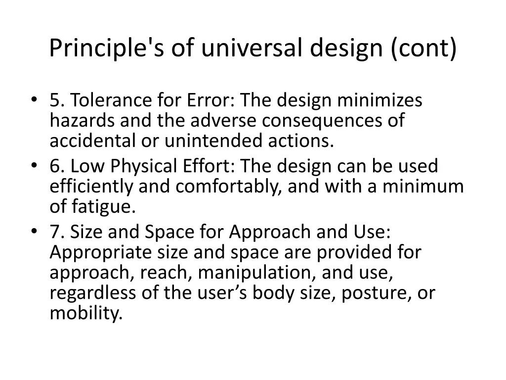 principle s of universal design cont